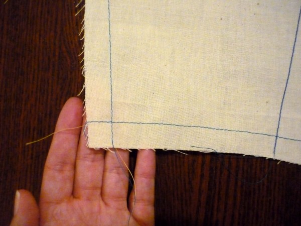run machine stitching off the edges, don't pivot