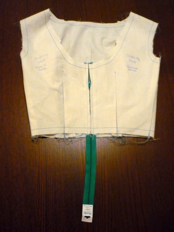insert zipper into muslin - it's ok if it's too long!