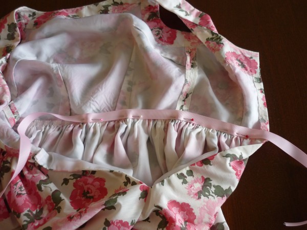 pin grosgrain ribbon to waistline