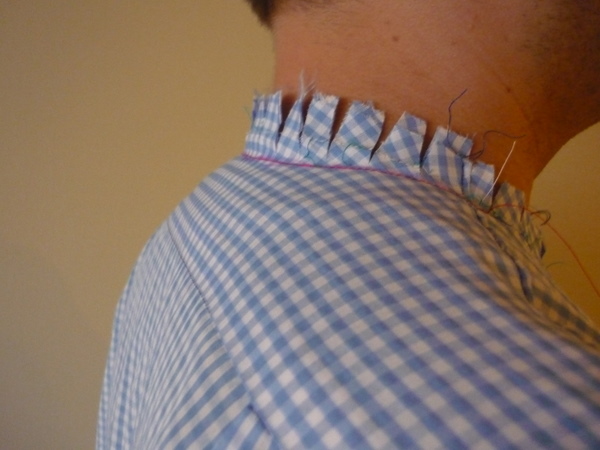 new neckline fits his neck and shoulders better!