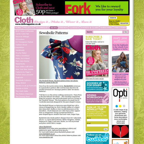Cloth Magazine UK - Sewaholic Patterns