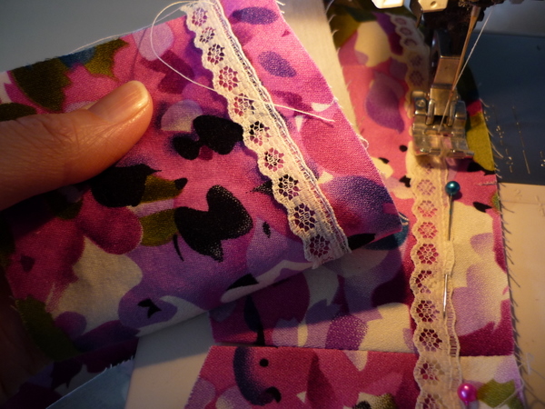 lace, stitched to seamline