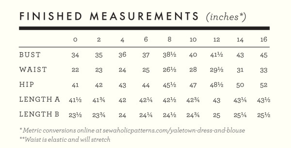 Yaletown Finished Measurements